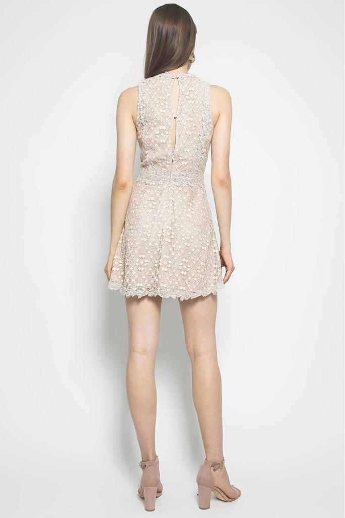 Mock Neck Fit and Flare Lace Dress - J.O.A.