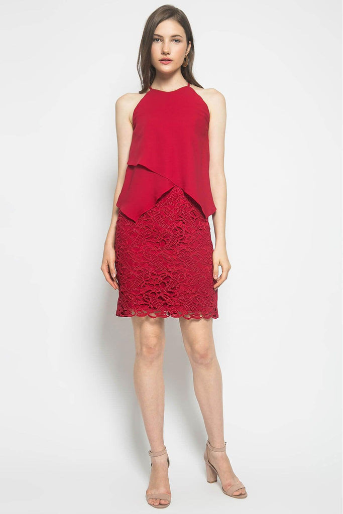 Lily Crochet Asymmetric Overlay Dress - Juillet