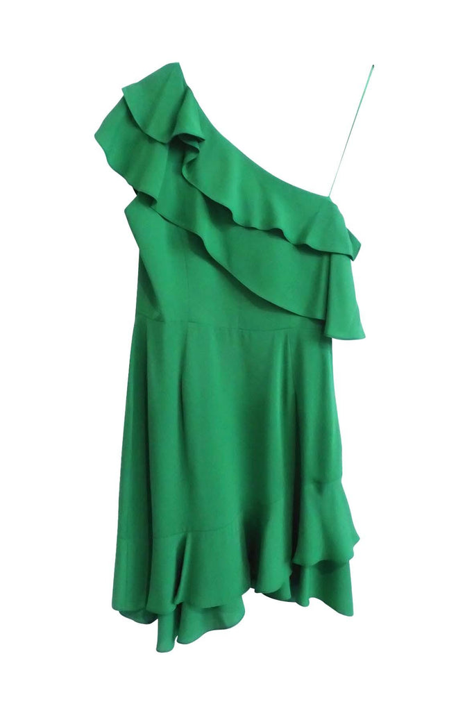 One-Shoulder Green Ruffled Dress - Amanda Uprichard