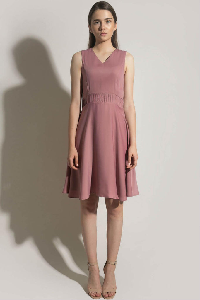 A-line Dress with Ruched Waistband