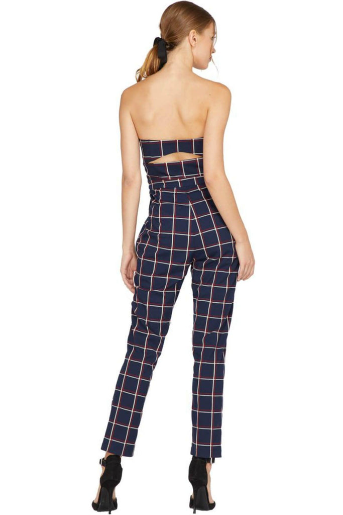 Yara Woven Plaid Strapless Jumpsuit - Adelyn Rae