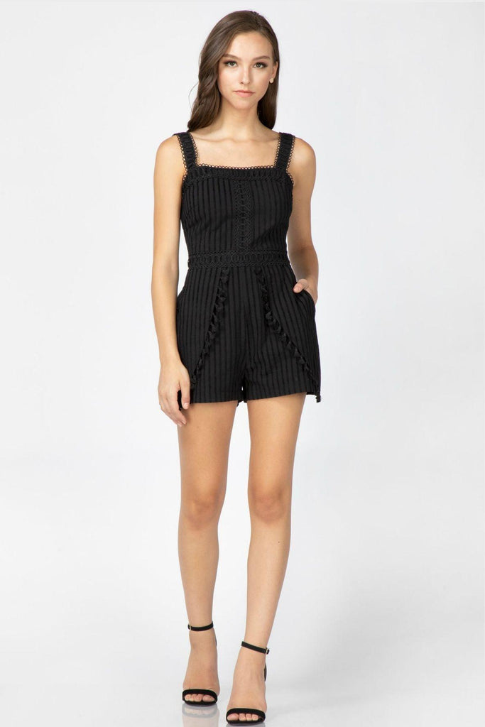 Cailin Woven Textured Stripe Romper - Adelyn Rae