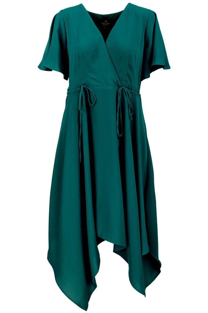 Asymmetrical Fit and Flare Dress with Flutter Sleeves - Adrianna Papell