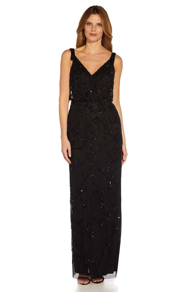 Beaded Surplice Gown - Adrianna Papell