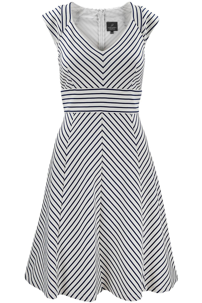 Cap Sleeve Stripe Dress - Adrianna Papell