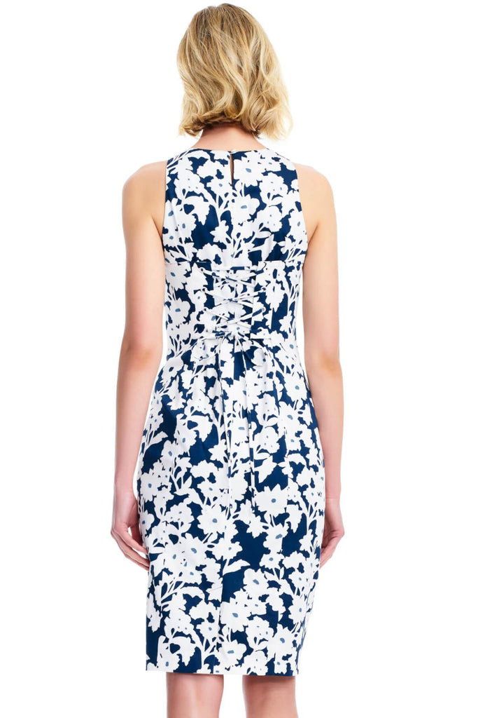 Daisy Field Floral Sheath Dress with Lace Up Back - Adrianna Papell