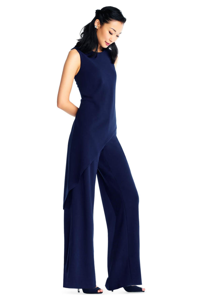 Knit Crepe Asymmetric Jumpsuit - Adrianna Papell