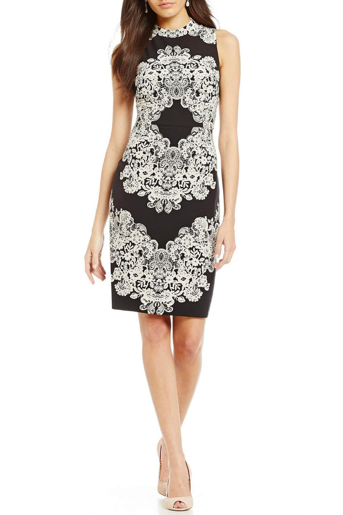 Lace Printed Mock Neck - Adrianna Papell