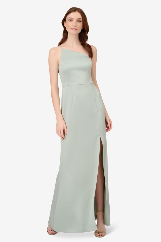 Satin Crepe Gown In Willow - Adrianna Papell