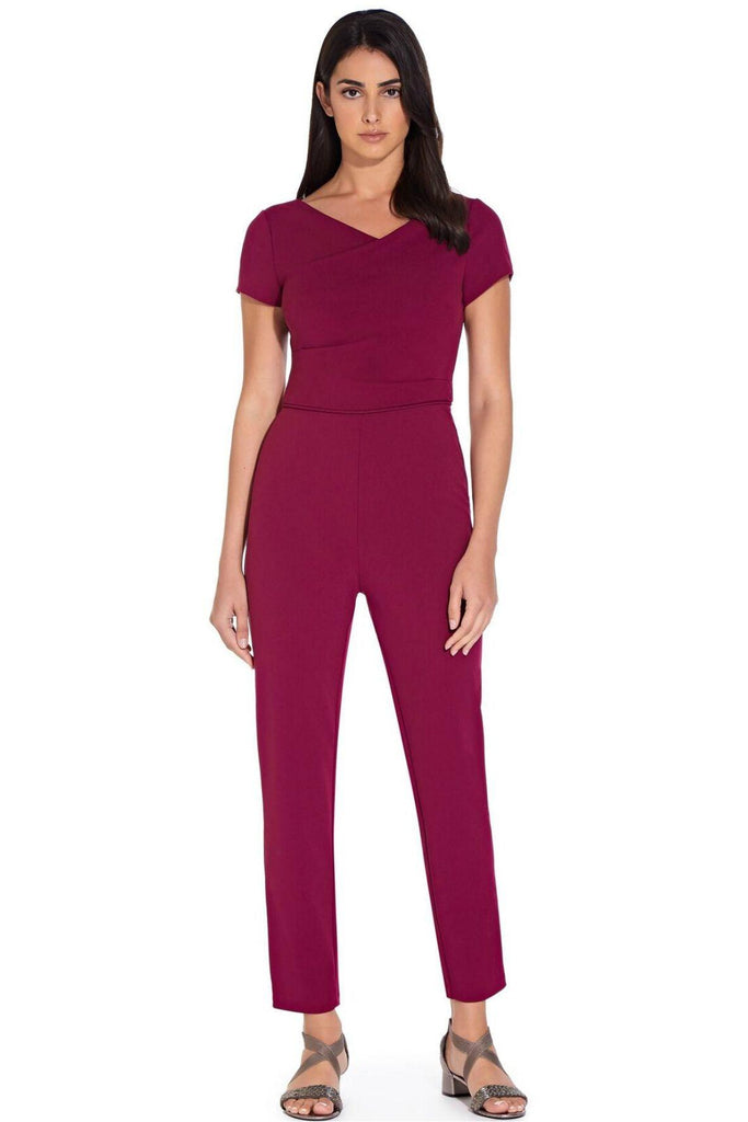 Short Sleeve Jumpsuit with Tapered Trousers - Adrianna Papell
