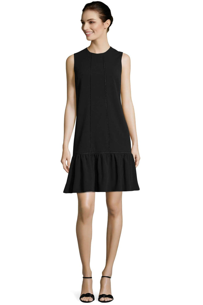 Sleeveless Shift Dress with Drop Waist and Lace Trim - Adrianna Papell