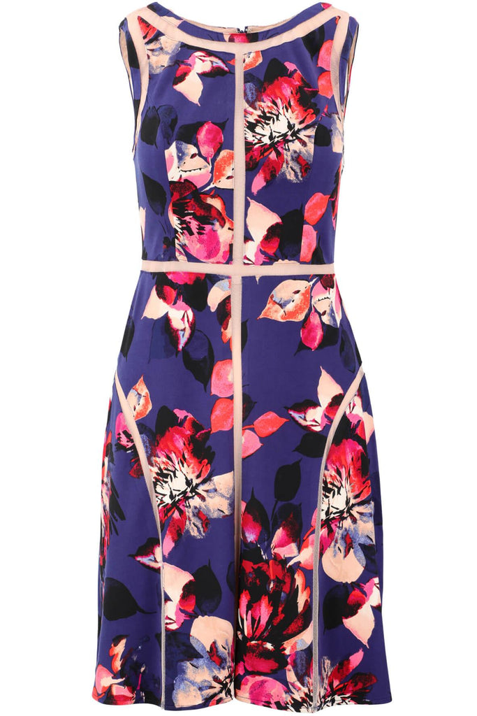 Spliced Floral Print Jersey Dress - Adrianna Papell