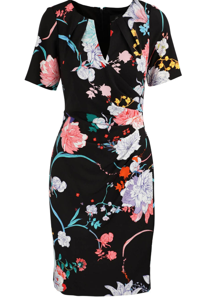 Zen Blossom Sheath Dress with Short Sleeve - Adrianna Papell