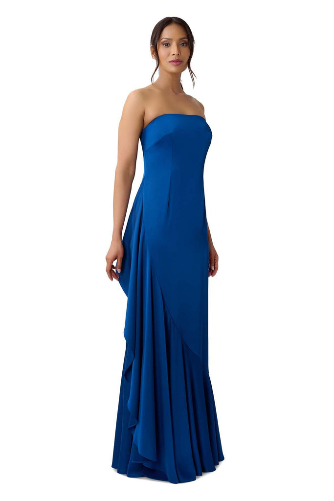 Strapless Gown With Side Ruffle - Aidan Mattox
