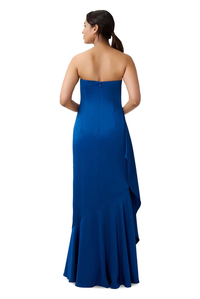 Strapless Gown With Side Ruffle - Aidan Mattox