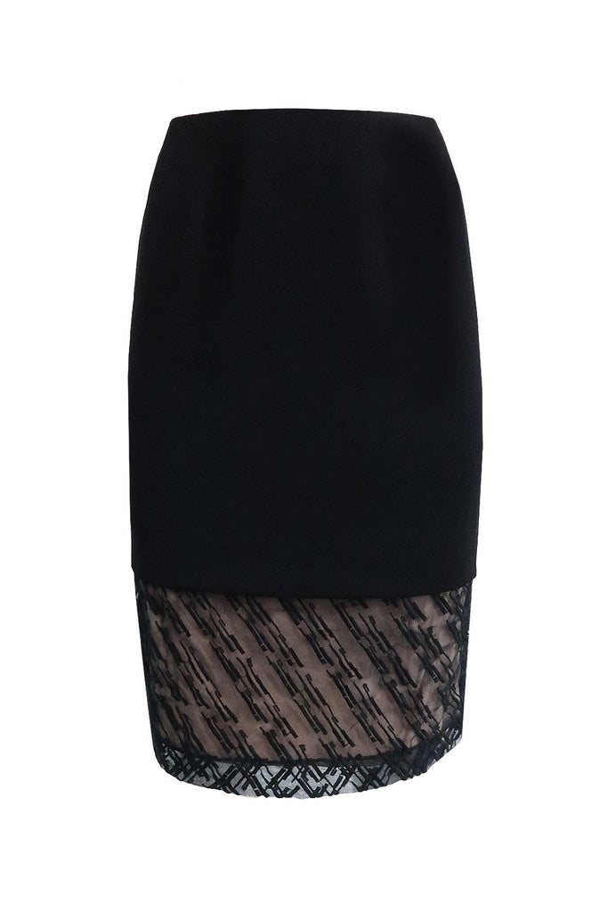 Black Layered Skirt With Black Mesh & Beige Lining - Aijek
