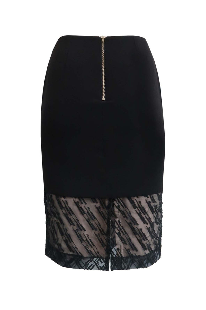 Black Layered Skirt With Black Mesh & Beige Lining - Aijek