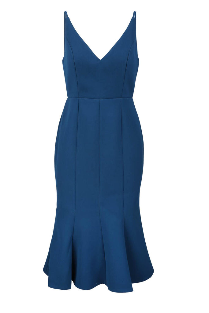 Camilie Bonded Fit & Flare Dress Blue - Aijek