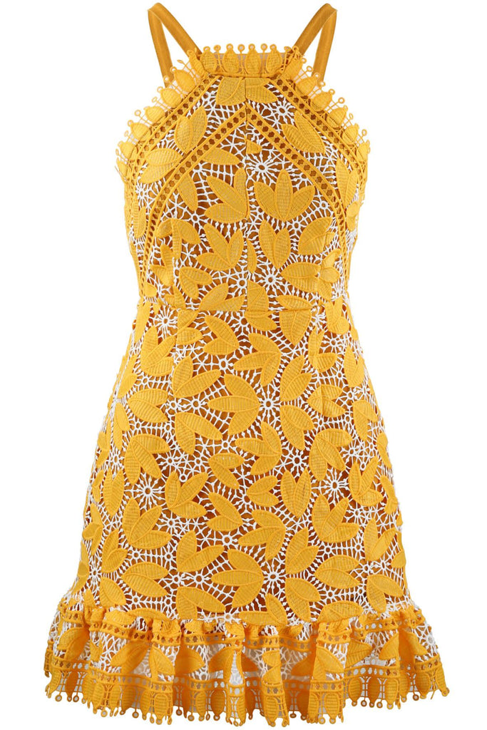 Marianna Embroidered Halter Dress - Aijek