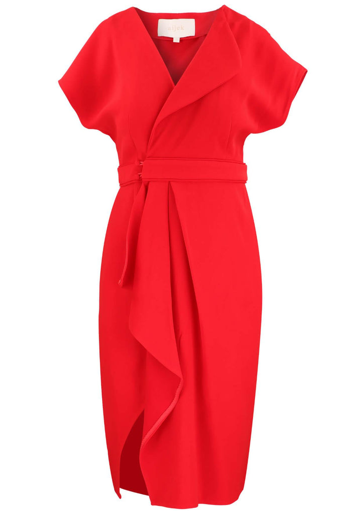 Marjorie Wrap Dress Red - Aijek