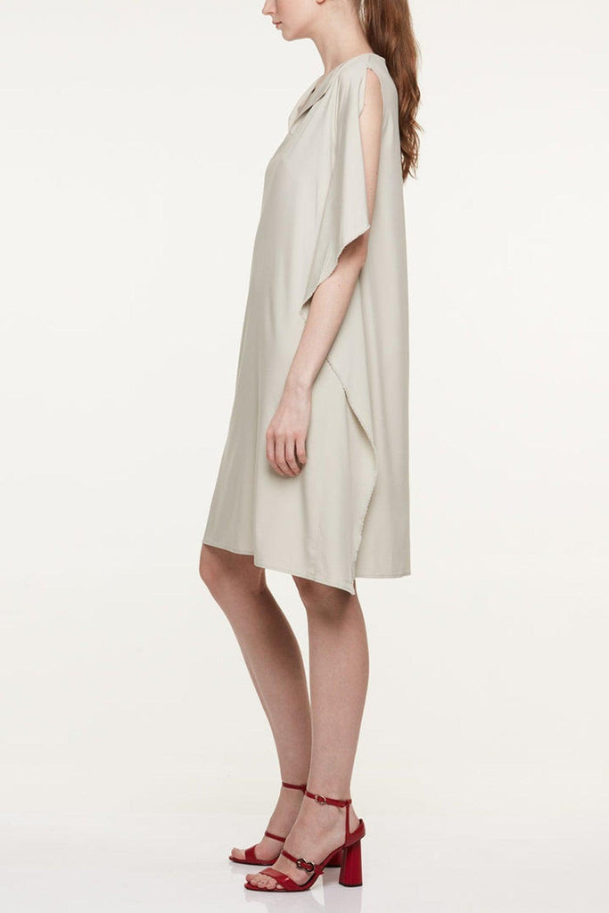 Asymmetric Draped Side Dress - Akinn