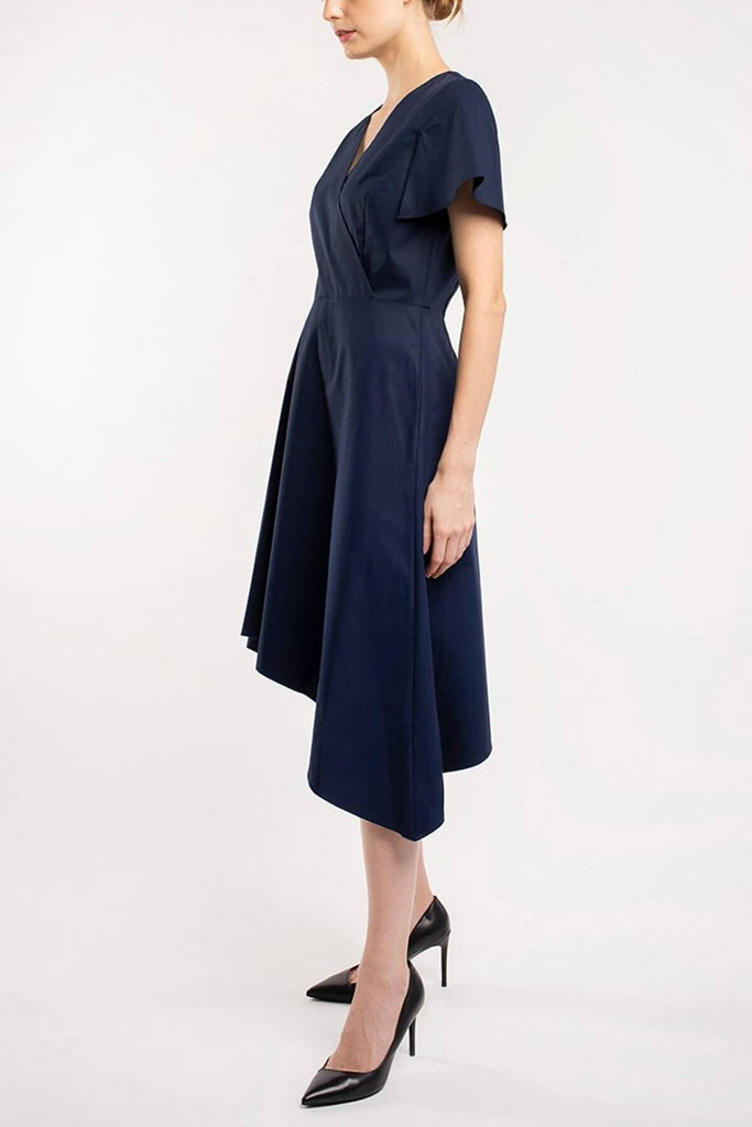 Dress With Overlap Front & Asymmetric Skirt - Akinn