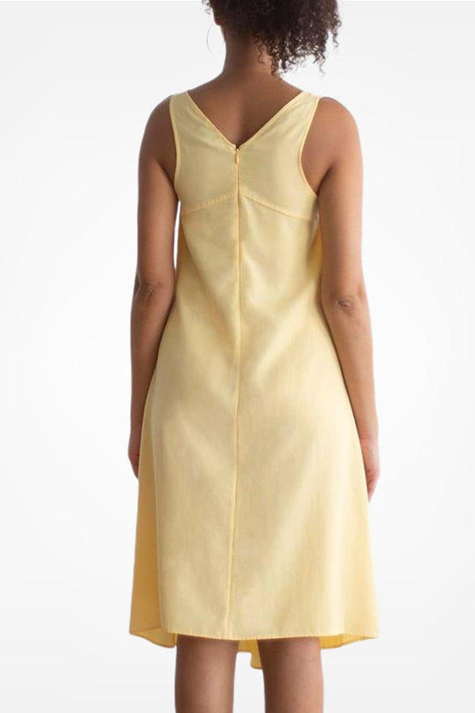 Everywhere Pinafore Dress With Racer Back in Canary Yellow - Akinn