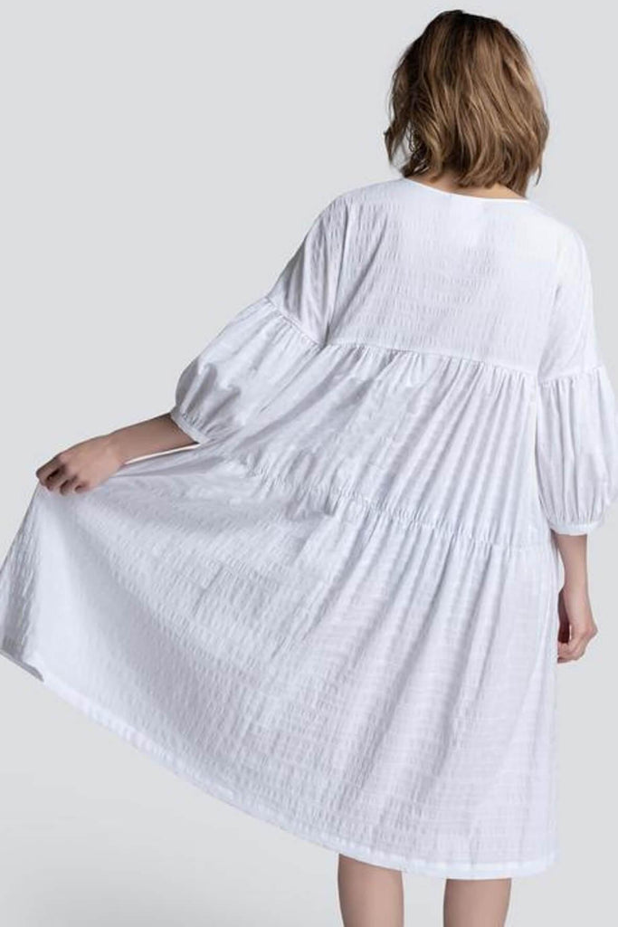 Bella Short Dress in White - Akosee