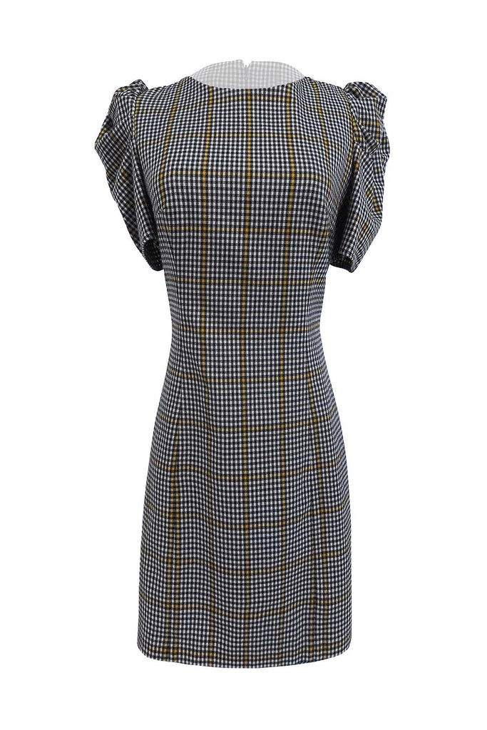 Checkered With Shell Sleeved Dress - Amanda Uprichard