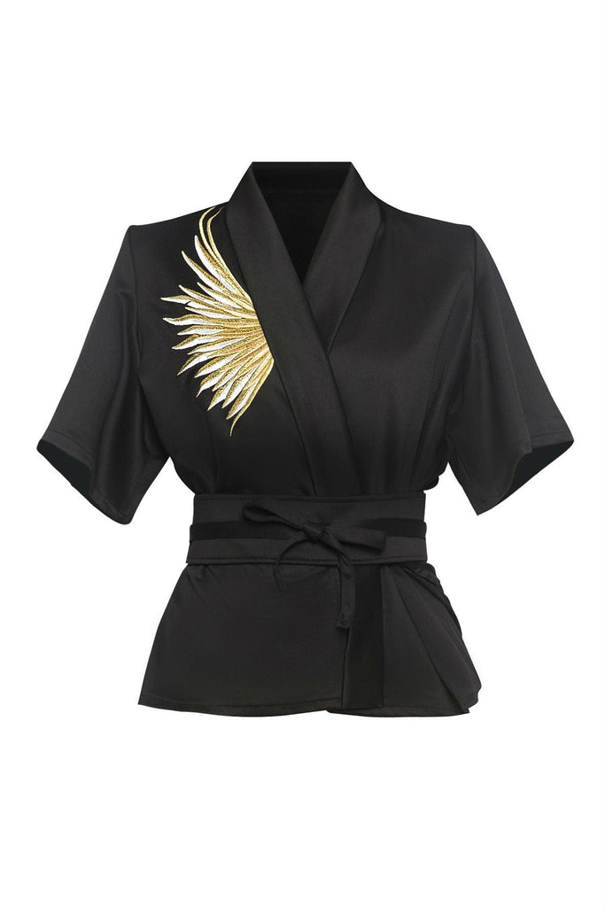 Golden Wings Black Kimono Top - Ans.Ein