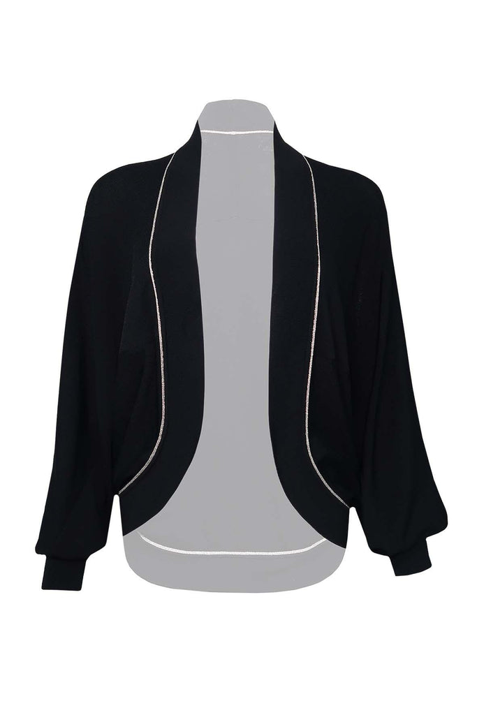 Black Long Sleeve Outerwear With Silver Lining - Anteprima
