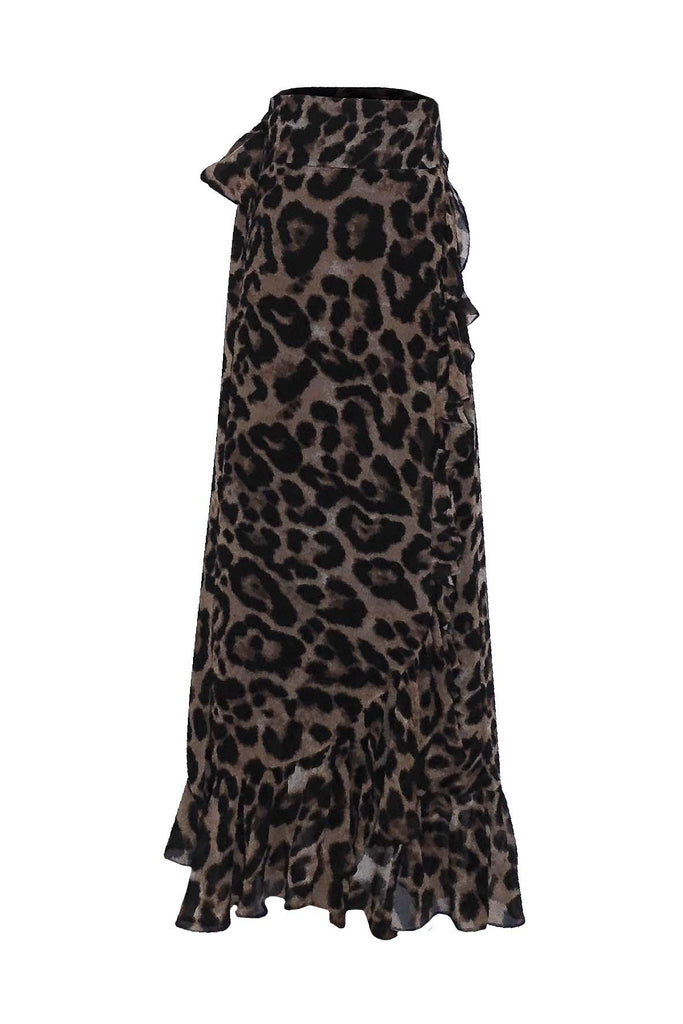 Ruffle Wrap Skirt In Leopard - Bardot