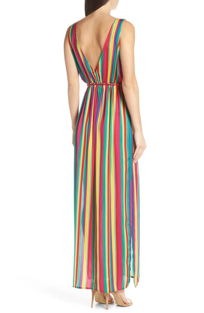 MultiColour Striped Maxi Dress With Belt - Bb Dakota