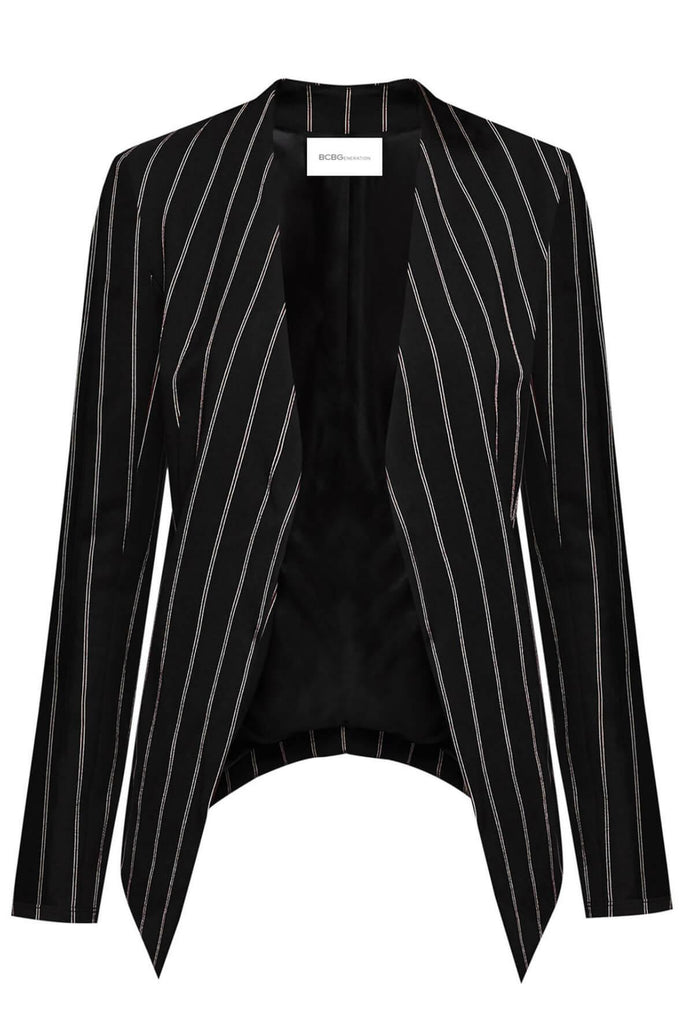 Striped Welt Pocket Tuxedo Jacket - Bcbgeneration