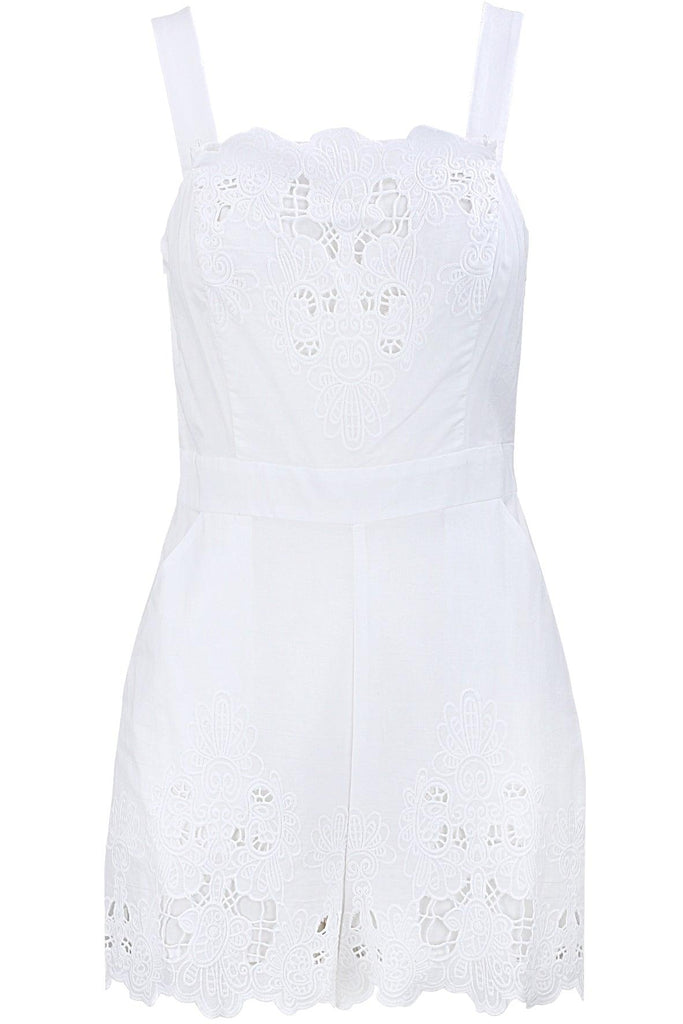 Embroidered Lace Overall Romper - Bcbgeneration