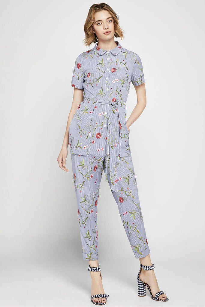 Short Sleeve Floral Embroidered Jumpsuit - BCBGeneration