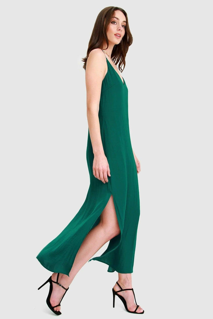 No Regrets Slip Dress in Green - Belle & Bloom