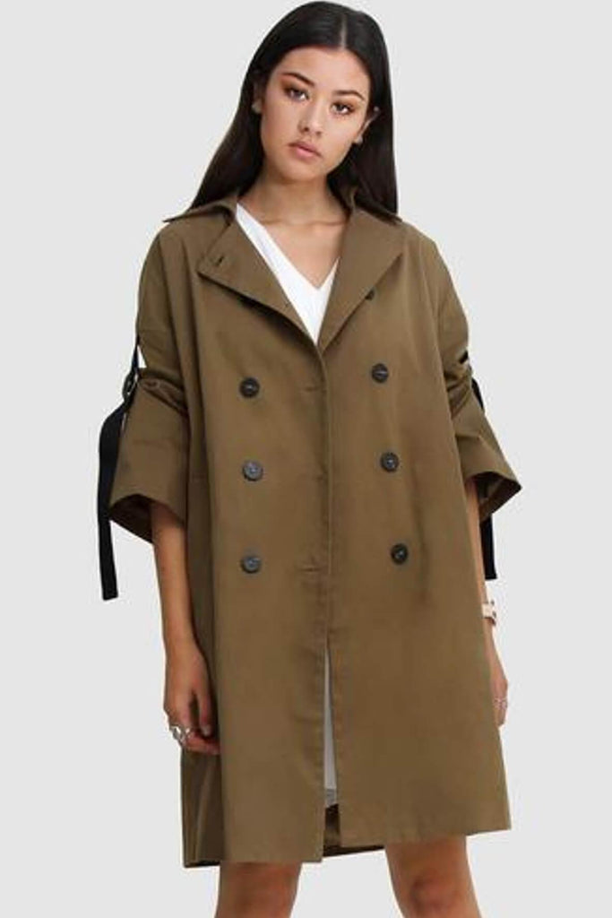 Russian Romance Oversized Trench Coat in Military - Belle & Bloom