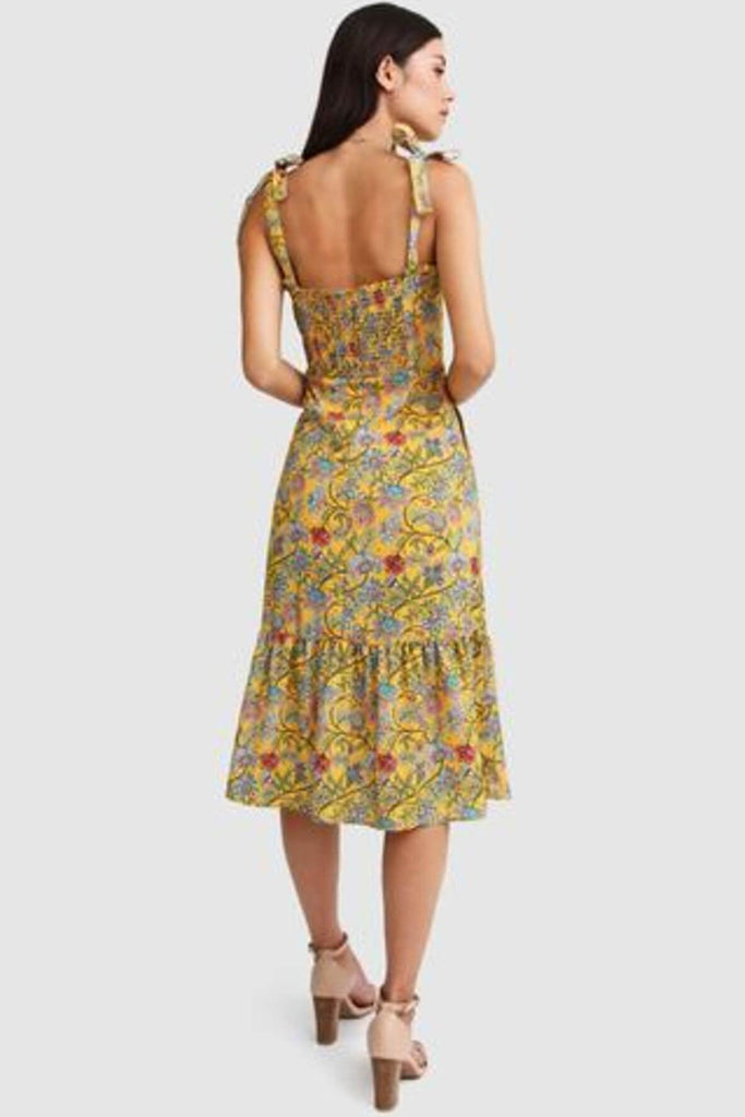 Summer Storm Midi Dress in Yellow - Belle & Bloom