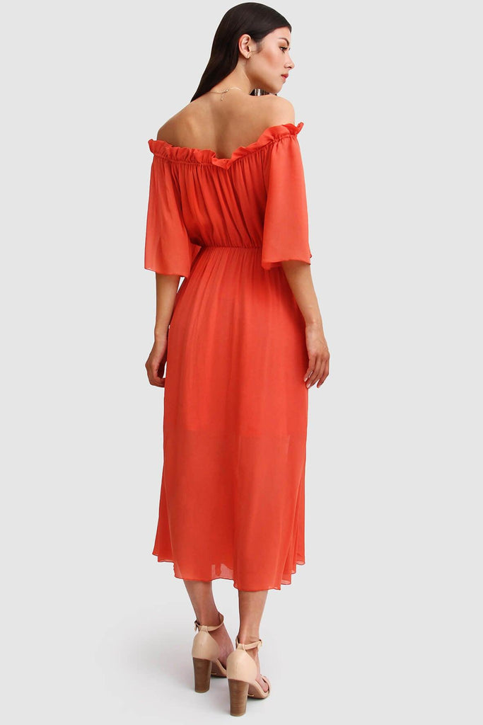 Amour Amour Ruffled Maxi Dress in Red - Belle & Bloom