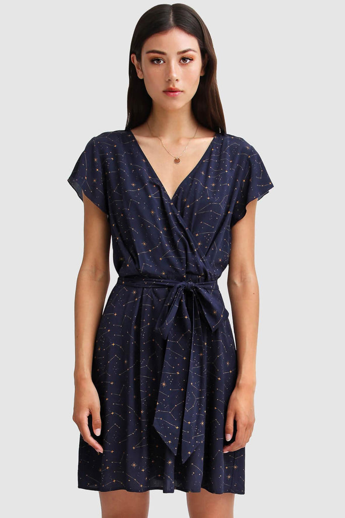 I'm The Star Wrap Dress in Navy - Belle & Bloom