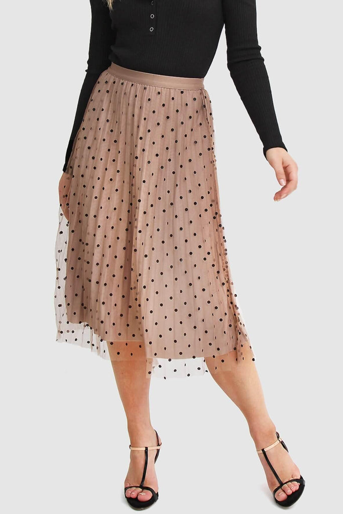 Mixed Feeling Skirt in Khaki - Belle & Bloom