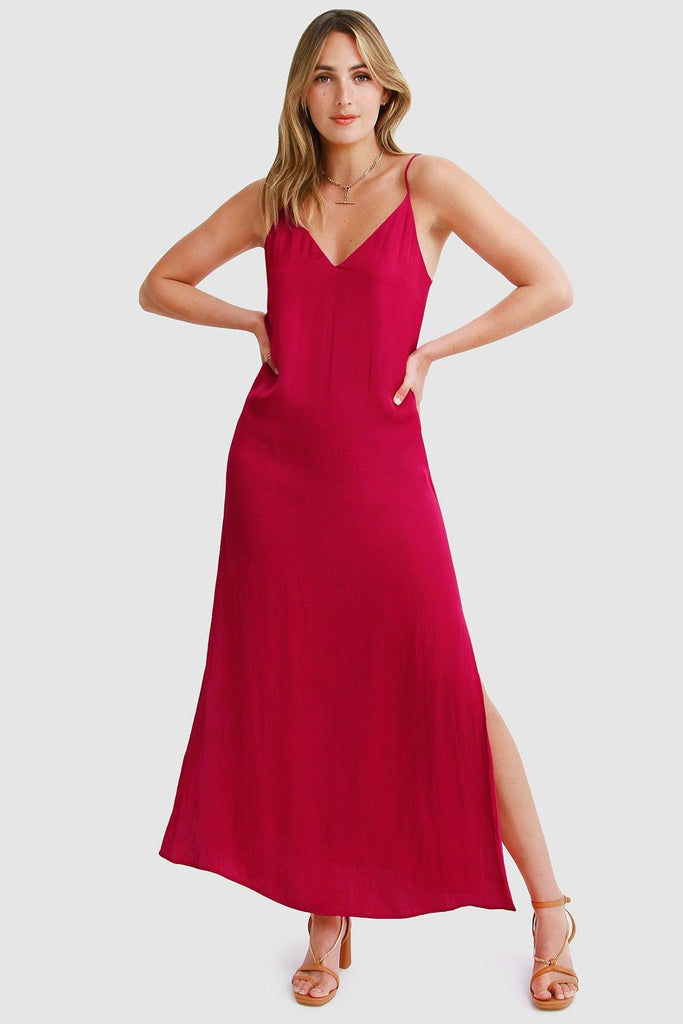 No Regrets Slip Dress in Red - Belle & Bloom