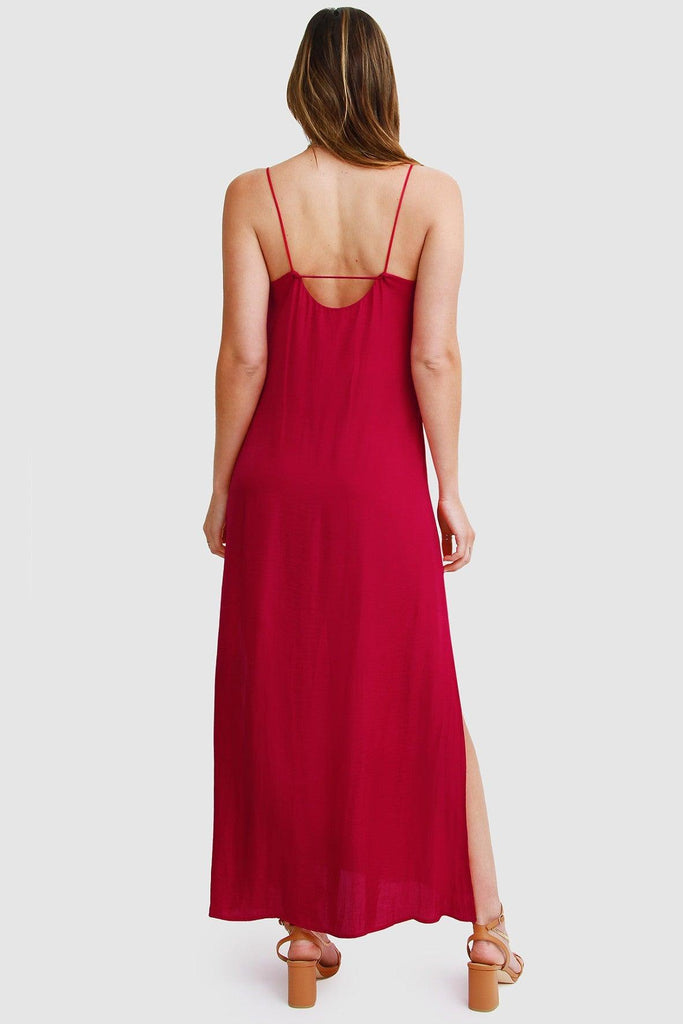 No Regrets Slip Dress in Red - Belle & Bloom