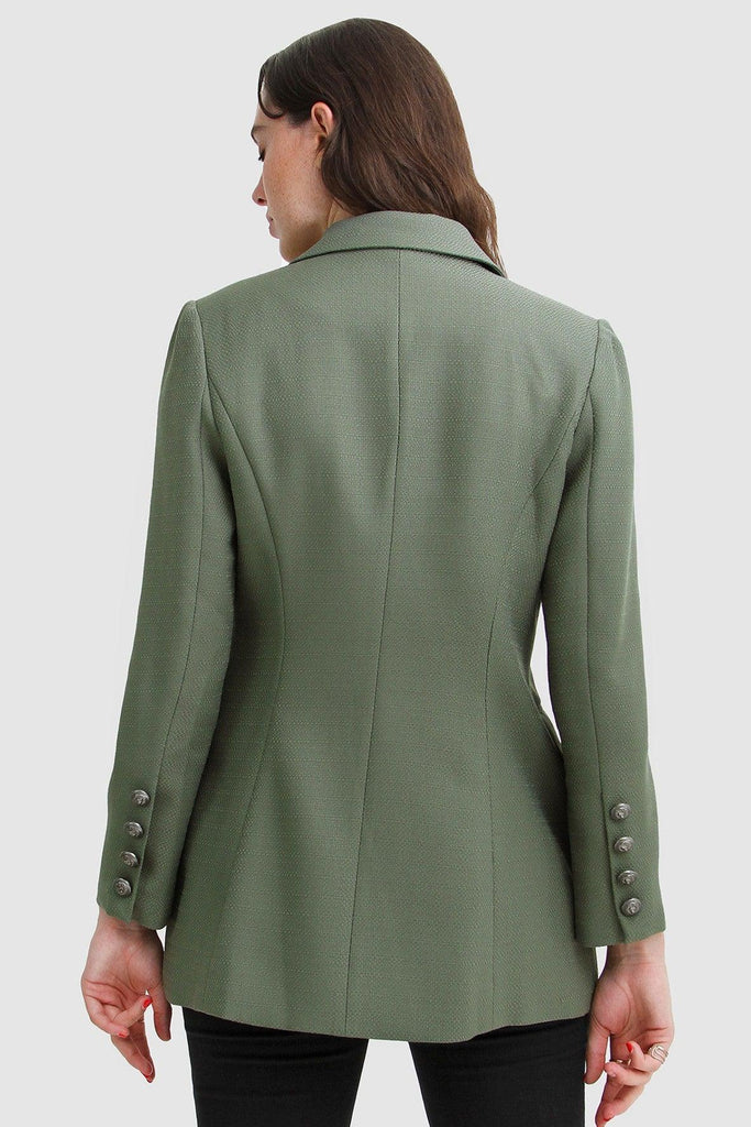 Princess Polly Textured Weave Blazer In Military - Belle & Bloom