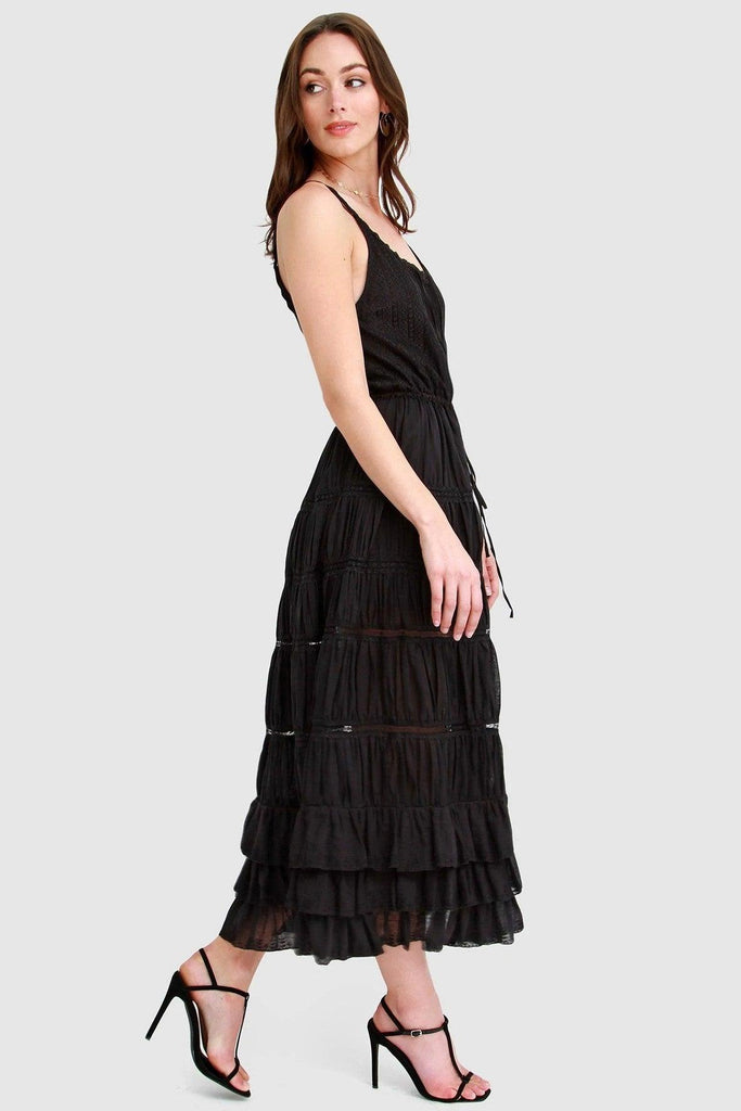 Serenity Lace Maxi Dress in Black - Belle & Bloom