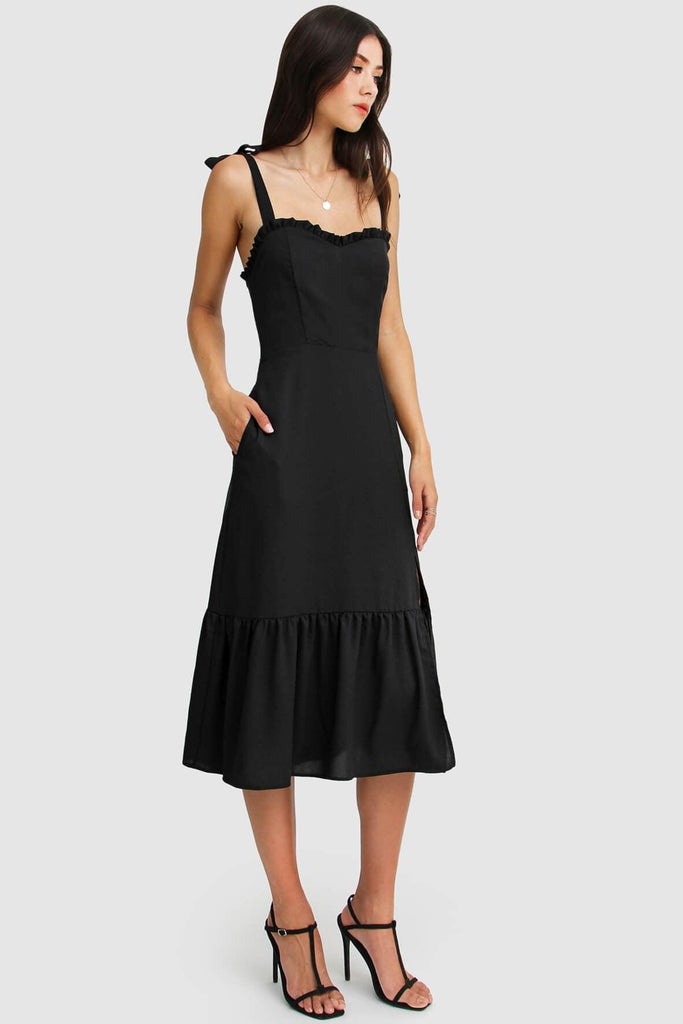 Summer Storm Midi Dress in Black - Belle & Bloom