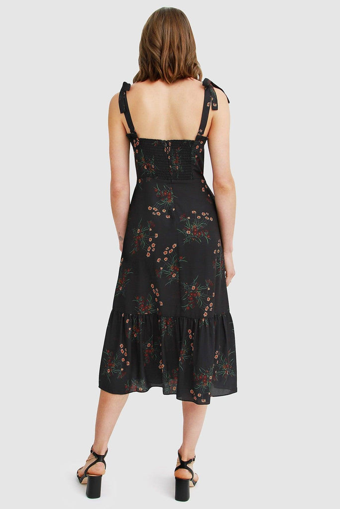 Summer Storm Midi Dress in Black Print - Belle & Bloom