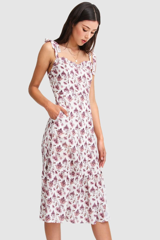 Summer Storm Midi Dress in Ivory - Belle & Bloom
