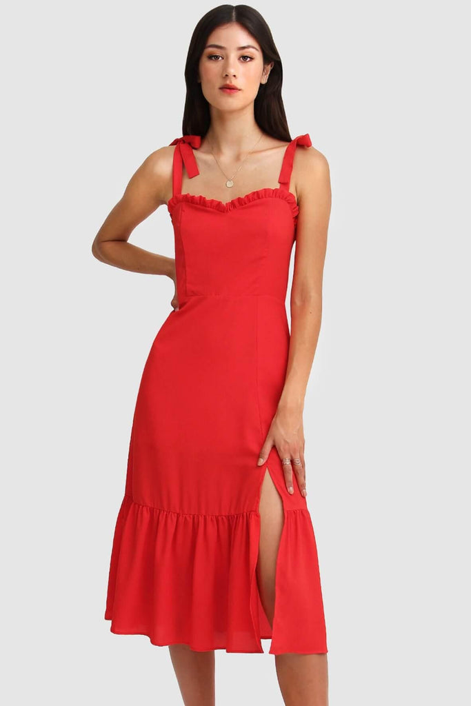 Summer Storm Midi Dress in Red - Belle & Bloom